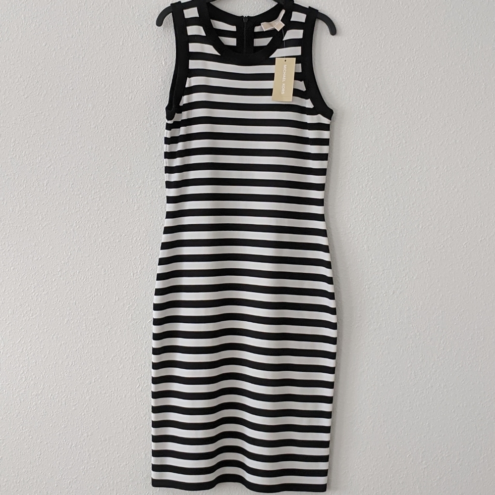 ✨NWT MICHAEL KORS black and white striped dress